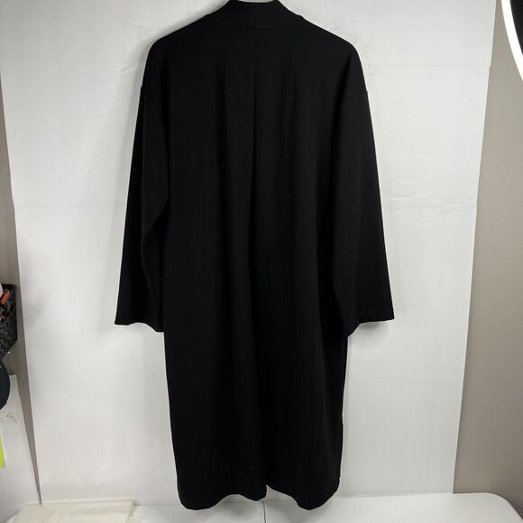 Eileen Fisher Size M Tencel Jacket Long Black Open Front Patch Pockets Stretch - Picture 7 of 10